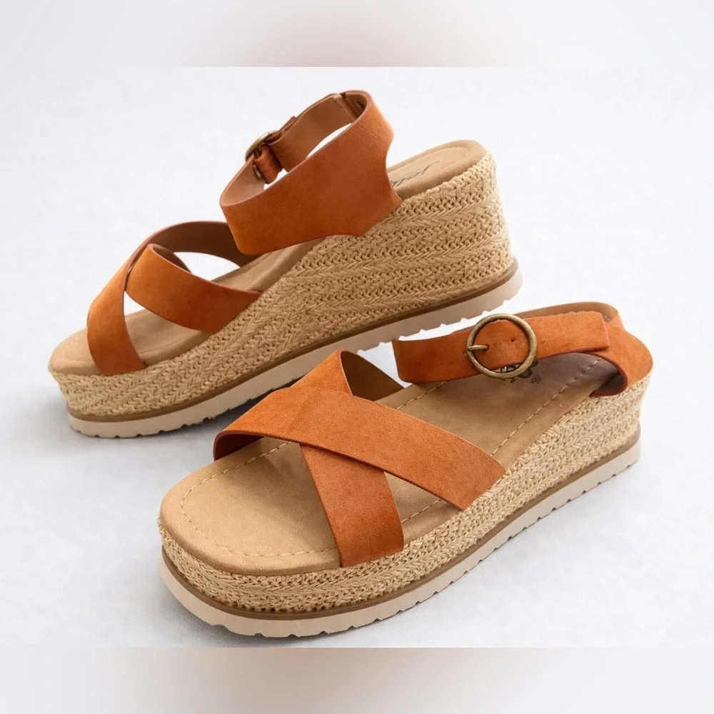 Jellypop Orange Wedge Sandals